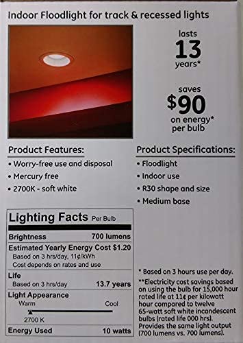 GE LED BR30 Indoor Floodlight Bulb (8 Pack) - Energy Star Certified, Soft White, 10W BR30 Bulb-8 Pack