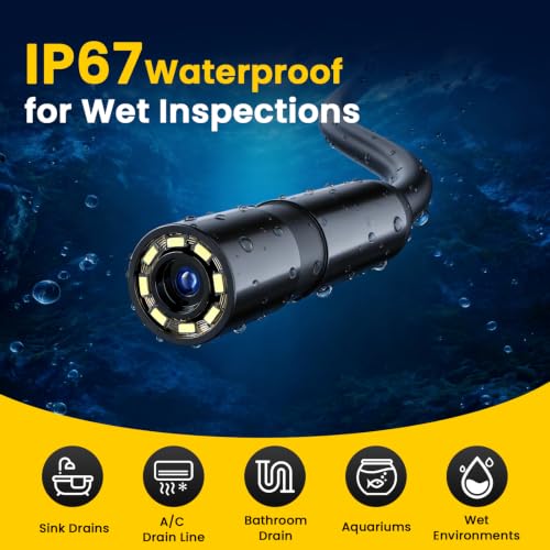 32.8-Foot Flexible Cable Endoscope Camera with Light Source, Snake Camera, Industrial Endoscope Tool, Suitable for Automotive and Mechanical Repairs, as Well as Sewer Cleaning and Inspection 10 meters