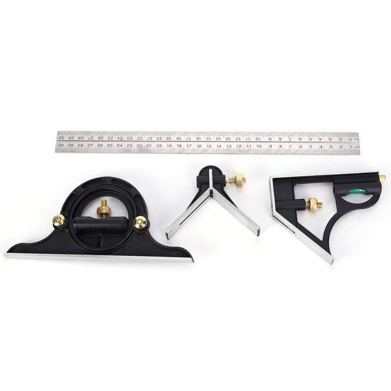 Stainless Steel T Ruler, Combination Set with Protractor, Stainless Steel Angle Ruler 0-180° Combination Tri 0.01 Protractor Measure Tool for Woodworking, Metalworking