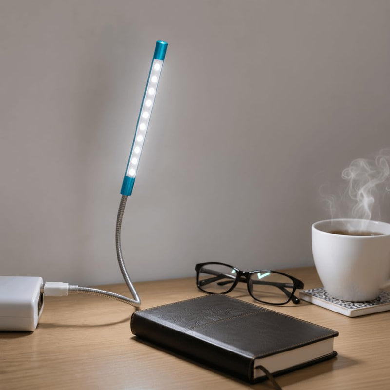 USB LED Reading Light, 5V 1W Laptop Keyboard Lamp for PC, Computer, Power Bank, Portable Gooseneck Night Light for Study, Work, Travel, Dorm(Blue) Blue