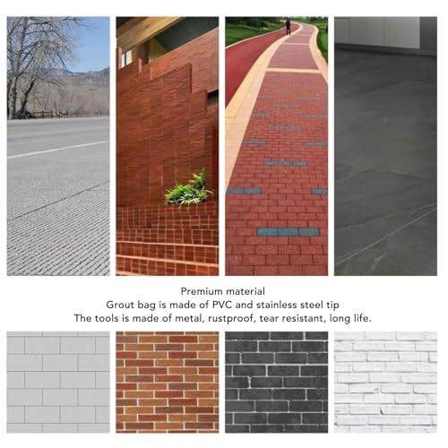 3Pcs Tile Grout Masonry Mortar Bag, Tile Repair Bag Brick Jointer Tuck Pointer PVC Stainless Steel Tips Reusable, Grout Sealer Tool for Grouting Stone Bricks Mortar