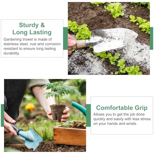 HARFINGTON Garden Soil Scoop 14.57 x 4.13 Stainless Steel Hand Shovel Spade with Handle for Planting Weeding Digging