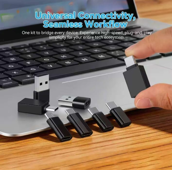 8pcs USB to USB C Adapter, Micro USB to USB C Female Male Converter Connector for Laptop Car Smartphone Headphone Mic PC