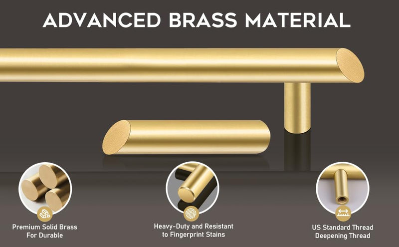 Yiking Soild Brass Cabinet Pulls Heavy Duty Real Brass Dresser Handle,Brushed Gold Drawer Knob Kitchen Cabinet Handles Modern Gold Hardware for Dressers Cupboards Furniture 4pcs 5-9/10in 4pcs 5-9/10" Brushed Gold