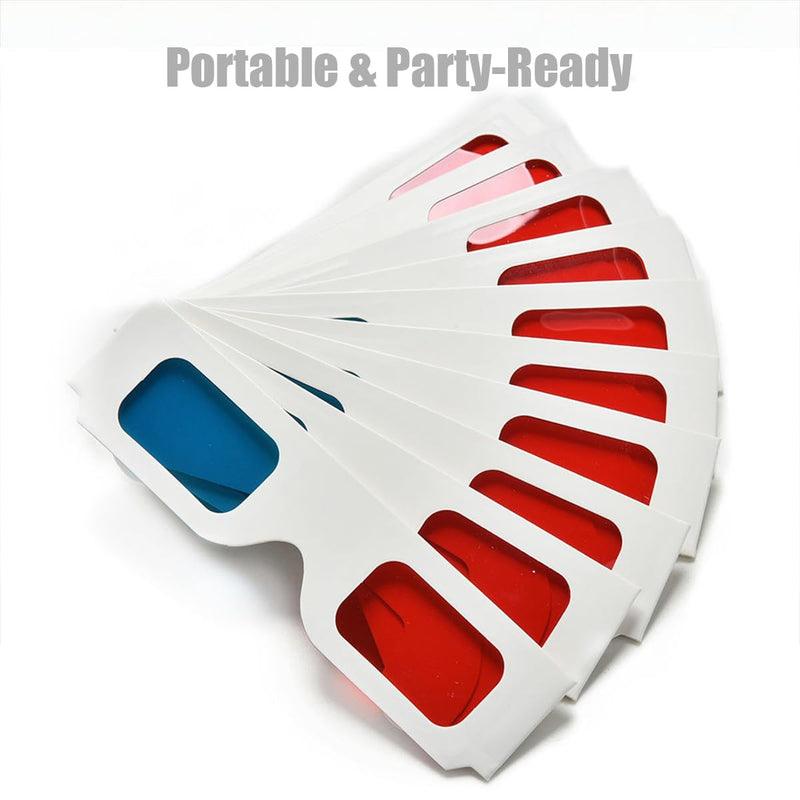 3D Glasses for Movies Red/Cyan Cardboard 3D Glasses in White Frame Anaglyph Cardboard for Movies 3packs