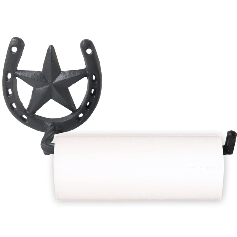 NSBELL 2PCS Cast Iron Horseshoe Toilet Paper Holder Western Decor Southwestern Bathroom Toilet Paper Holder Cast Iron Wall Decor Toilet Roll Holder Black Wall Mount Toilet Paper Bar