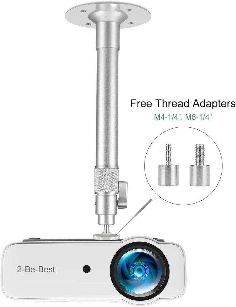 2-Be-Best Upgraded Long Projector Mount, Universal Extendable Projector Ceiling Mount 23-42 in / 58-105 CM Sliver 23-42in Silver