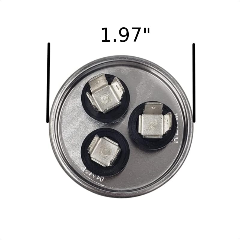 C65R Capacitor 45+5 uF (3 terminals) 440VAC 45/5 MFD 50/60 Hz Motor Round Dual Run for Air Conditioners, Dehumidifiers, Washing Machines, Dishwashers, Pools Pumps E237947 C65R, 45uf + 5uf (3 terminals), 440VAC