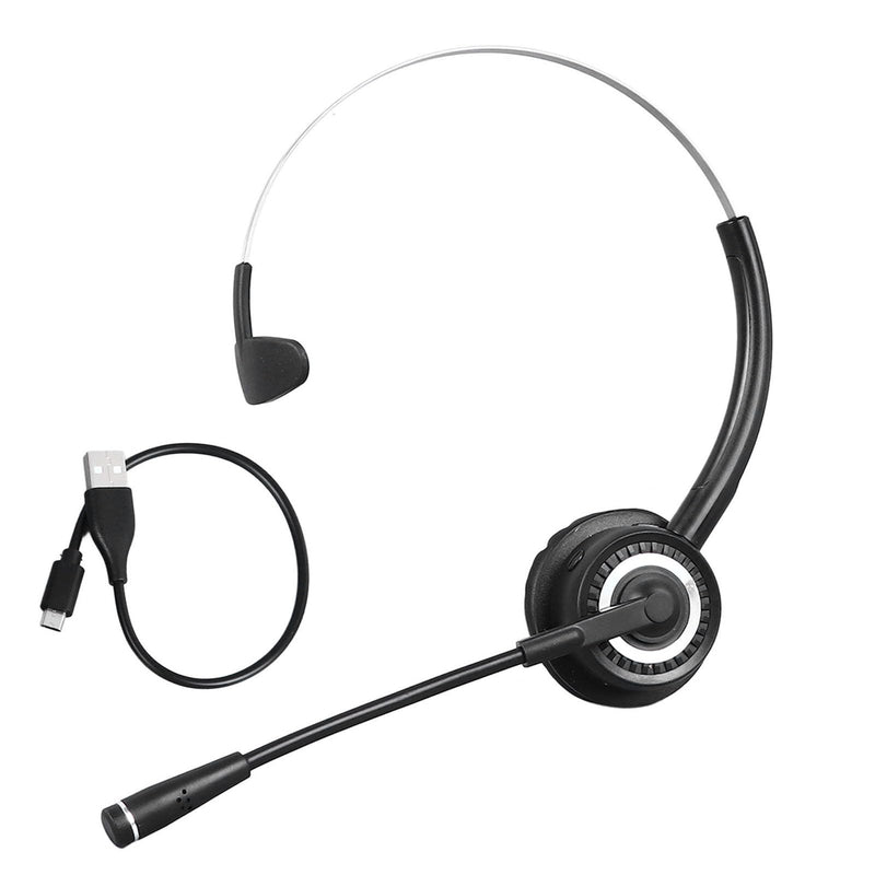 Jectse Bluetooth Headset with Microphone, Single Ear Trucker Bluetooth Headset Noise Reduction On Ear Headphones for Trucker Home Office
