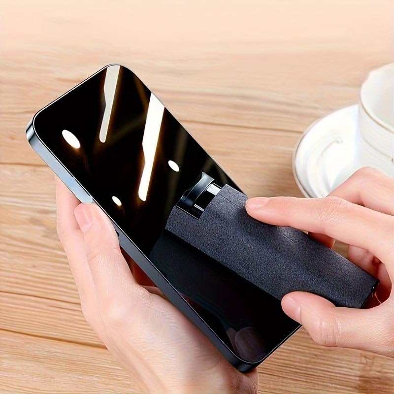 2-in-1 Microfiber Screen-Cleaning Tool with Spray Bottle and Cloth, Portable Dry Cleaner for Phones Tablets TVs Glasses Cars, Grey