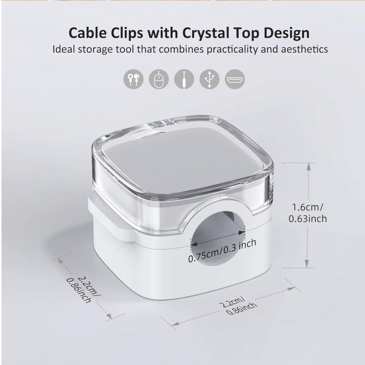 Magnetic Cord Cable Organizer Clips, Desktop Cord Managment Holder for Home Office Nighstand, 6 Pack White