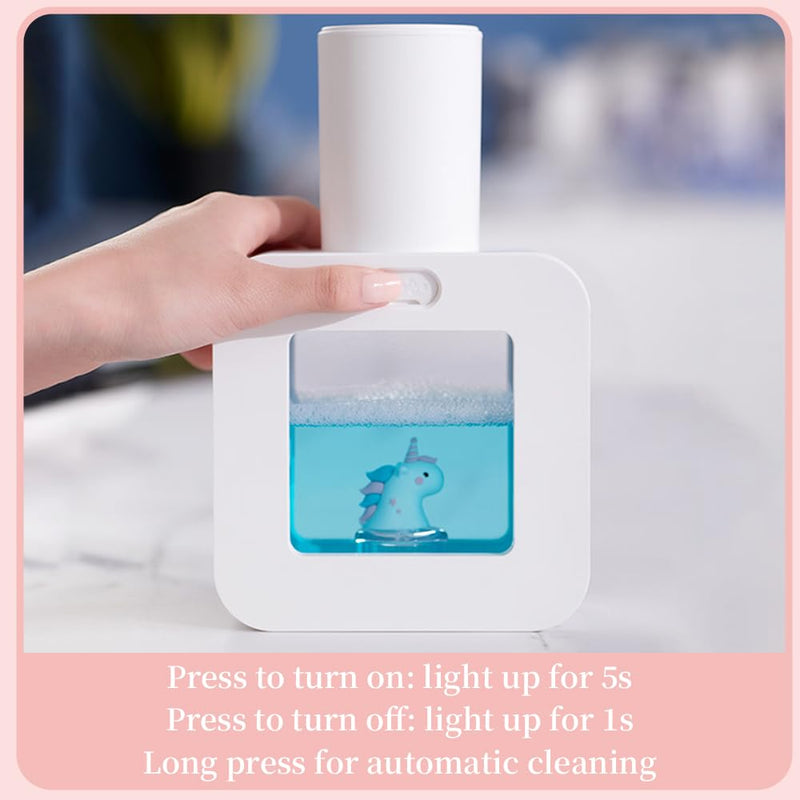 Cute Soap Dispenser for Kids - Automatic Foaming Soap Dispenser for Bathroom Kitchen Office School Children Gift, Waterproof USB Rechargeable Hand-Free 13.5oz,White Unicorn White Unicorn