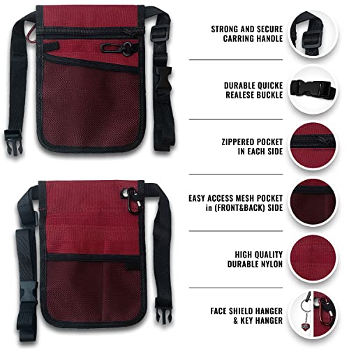 ASA TECHMED Nurse Utility Belt – Complete Medical Belt Utility Kit, Pro Pack Pocket Organizer Pouch Hip Bag for EMT, CNA, NP, PA, Student, Maroon