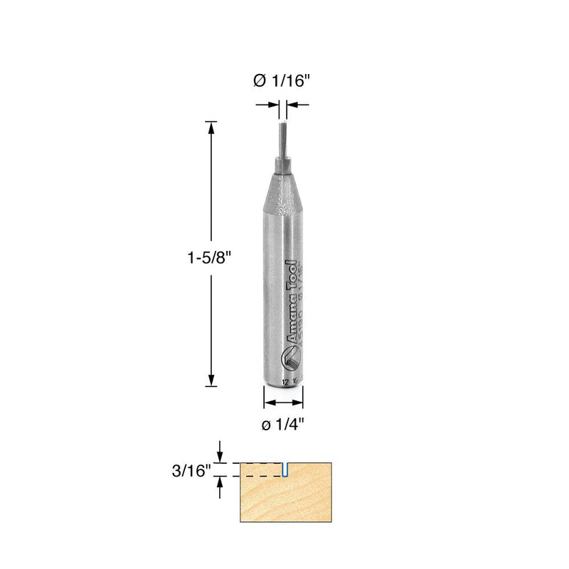 Amana Tool - 45190 Solid Carbide Cutting Edge Straight Plunge High Production 1/16 Dia x 3