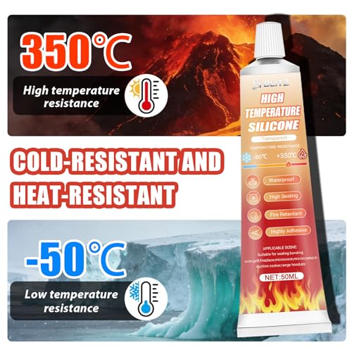 Clear High Heat Silicone Sealant Set, High Temp Silicone Sealant 100ml