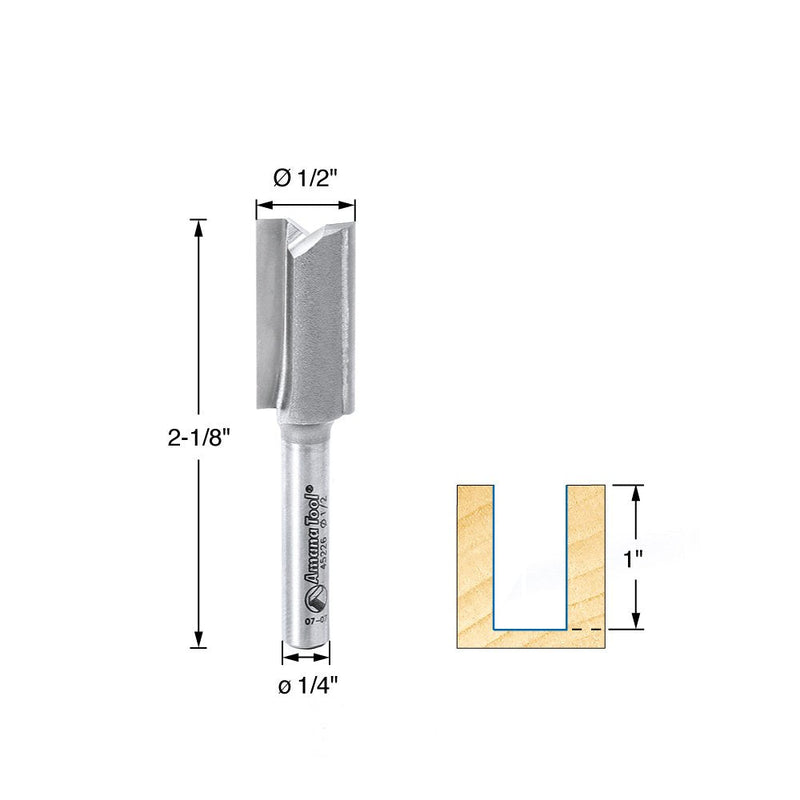 Amana Tool - 45226 Carbide Tipped Straight Plunge High Production 1/2 Dia x 1" 4 S