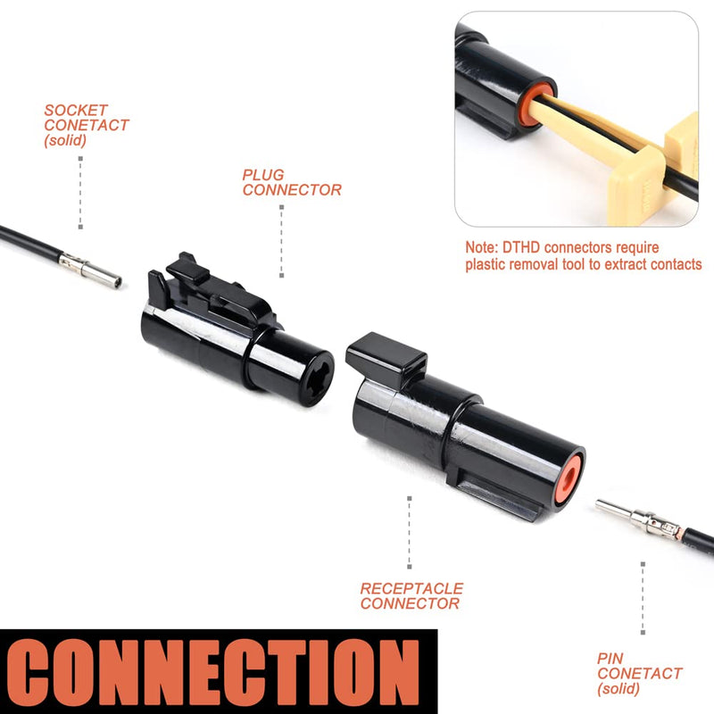 JRready ST6286 1 Pin DTHD Connector 4 Sets,IP67 Waterproof Single Terminal Connectors for Heavy-Duty Applications,Contact Size 12 Crimp Wire Gauge 12-14AWG,25A