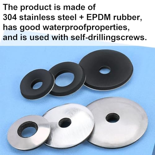 19x5.5x2.8mm Bonded Sealing Washers Stainless Steel EPDM Rubber Backed Screw Gasket - 100 Pcs Pack M5.5 * 19 19*5.5*2.8mm