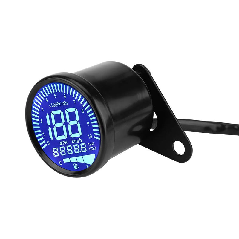 Digital Motorcycle Speedometer, Keenso 12V DC Universal Motorcycle Waterproof LED Backlight Digital Speedometer Tachometer Speed Gauge Oil Level Meter Voltmeter Voltage Black