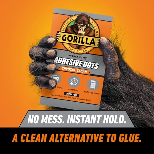 Gorilla Adhesive Dots, Double-Sided, Clear, 0.5" Diameter, 150 Pieces 1 - Pack