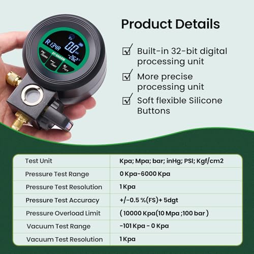 Super Stars HVAC Digital Manifold Gauge for AC Charging with LCD Backlit