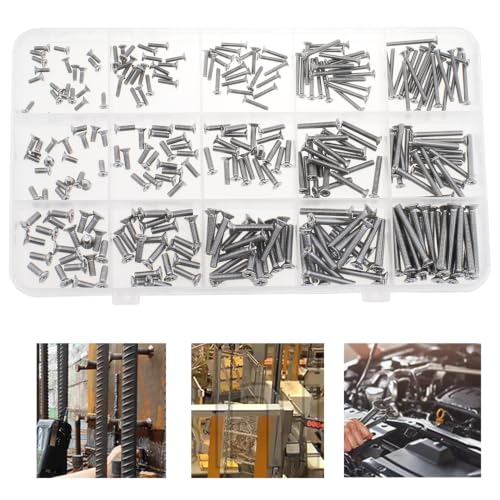 DGZZI 300PCS 304 Stainless Steel Countersunk Screw Set M2/2.5/3 Flat Head Machine Fasteners Suitable for Small Appliances/Furniture/Digital Accessories/Models Assembly