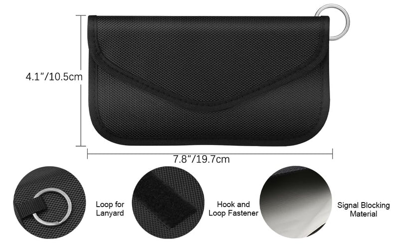 Faraday Bag for Phones & Car Keys - Signal Blocker Faraday Pouch for RFID, GPS, WiFi, Anti-Theft Key Fob Case, Anti-Tracking Privacy Protection (2 Packs)