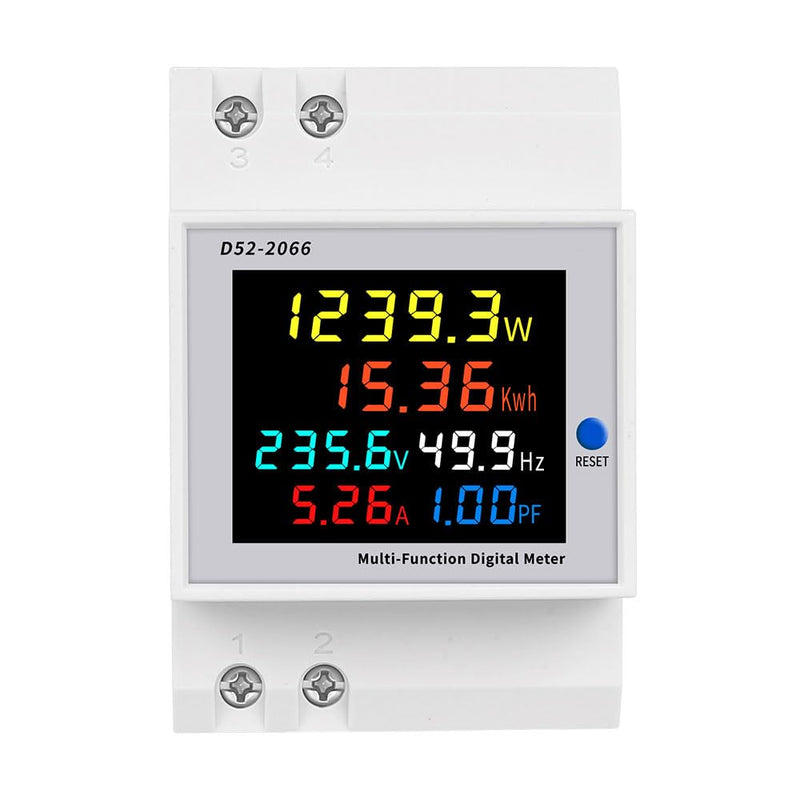 Single Phase Energy Meter Tester Din Rail Electricity Usage Monitor 6 in 1 Multimeter AC 40-300V 100A Voltage Current Voltmeter Ammeter Watt Kwh Frequency Power Meter 110V (Built-in CT)