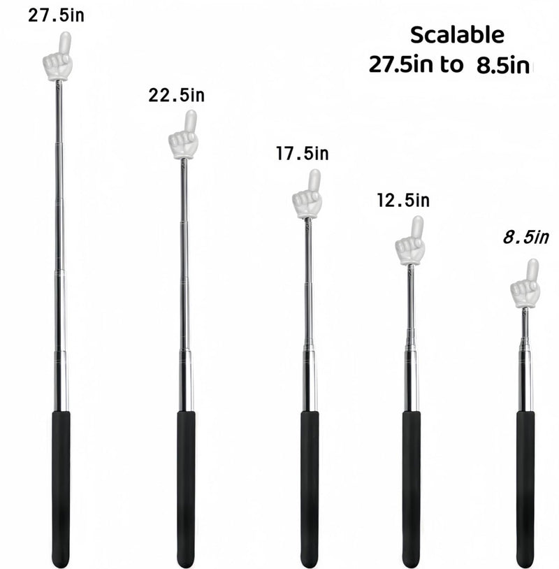 3Pcs Telescopic Pointer Finger Stick, Extendable Teacher Hand Pointer, Mini Retractable Classroom Pointer for Elementary Kindergarten Teacher, School Classroom Supplies (Black)