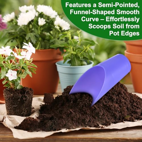 M METERXITY 18-Pack Bonsai Soil Scoops, Plastic Garden Soil Scoops Bucket Shovel Potting Scoopers for Transplanting/Flower Planting/Plant Succulent, Colorful Small Gardening Tools [Purple]