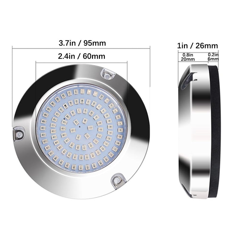 2 Pcs 3.7in Boat Lights, 90 LED Ultra-Bright Blue Marine Lighting, Waterproof Stainless Steel Lights for Deck, Courtesy, Stern, Navigation, Compatible with Pontoon, Bass Boat, Sailboat, Yacht 2Pcs Blue