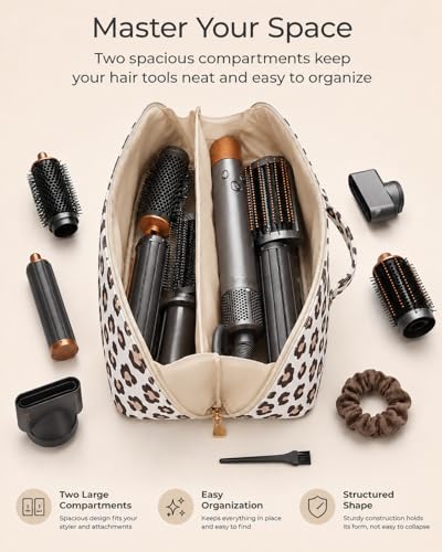 Hair Tool Travel Bag With Heat Resistant Mat, Large Capacity Hot Tool Bag & Hair Tool Organizer Bag for Curling Iron, Flat Iron, Hair Dryer, Hair Accessories Organizer, Travel Essentials for Women