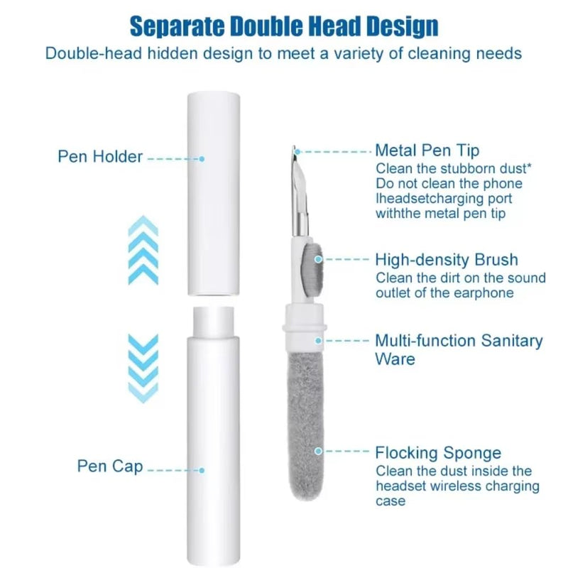 Bluetooth Earphones Cleaning Tool for Airpods Pro 3 2 1 Earbuds Case Cleaner Kit Cleaning Brush Pen for Xiaomi iPhone Earbuds (White) White