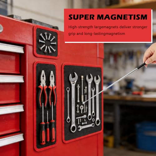 Magnetic Tool Mat Set, 4 Pack Heavy Duty Flexible Magnetic Mat with PVC Coating, Holds Screws, Bolts, Nuts and Small Tools for Garage Workshop and Auto Repair (Red) Red