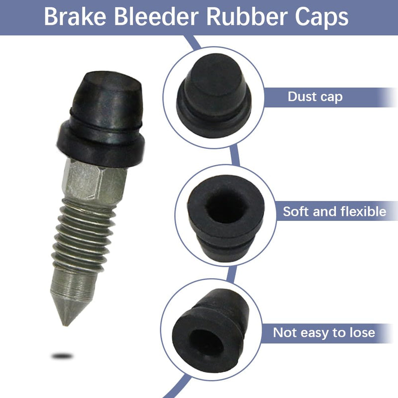 18Pcs Car Brake Bleeder Screw Caps, Auto Rubber Grease Fitting Cap Dust Zerk Cover, Universal Car Accessories Car Brake Bleeder Nipple Caps Replacement for Motorcycle Car Braking Systems