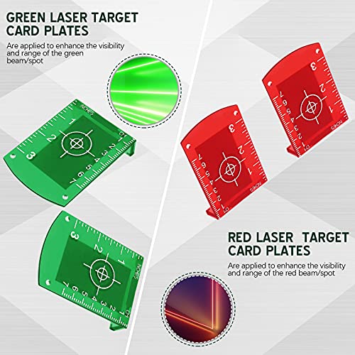 4 Pcs Laser Target Cards with Stand, Magnetic for Green Red Laser Level