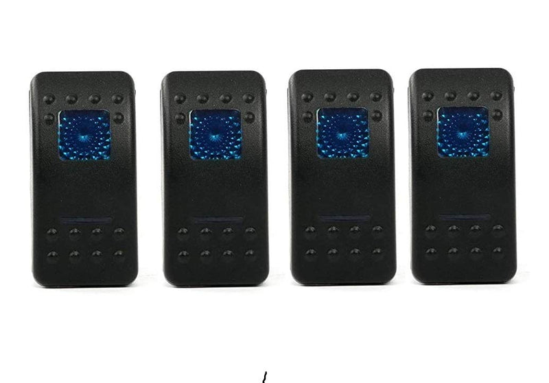 Amarine Made 4pcs of 12v 20A Rocker Switch Waterproof On-Off-On 2 Position Switch Boat Marine DPDT 7 Pin with 2 Led Lights (Blue)