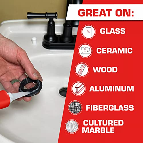 Loctite Silicone Sealant, Clear, 2.7 fl oz Tube, 1 Pack - 100% Waterproof Sealant for Glass, Ceramic, Wood, Plastic & More Single 2.7 Oz Tube