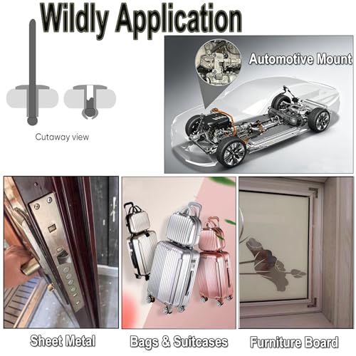 100pcs 3/16" x1/2" Stainless Blind Rivets,Pop Rivets,Open-End Blind Rivets 304 Stainless Steel Grip and Steel Mandrel, 4.8 x 12mm