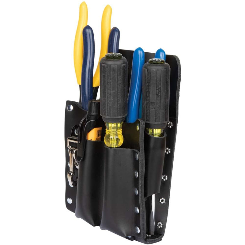 Klein Tools 5126 Leather Tool Pouch with Knife Snap, 5-Pocket