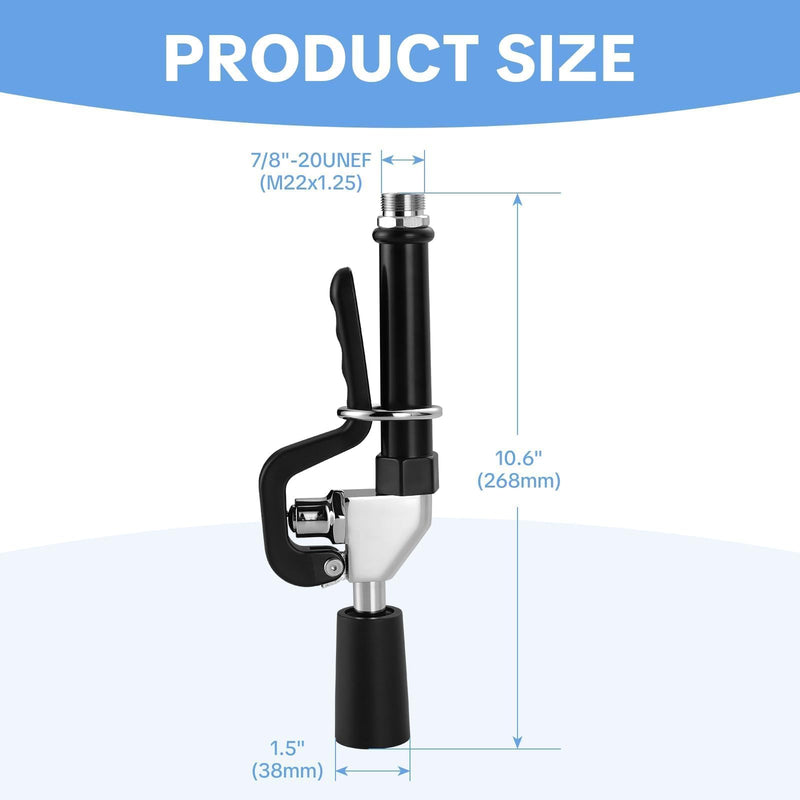 Pre Rinse Sprayer Commercial Sink Sprayer Head, Low Lead Spray Valve Dish Sprayer Nozzle with Ergonomic Handle, High Pressure Brass Faucet Parts for Commercial Kitchen faucet, Chrome Finished Black Pre Rinse Sprayer