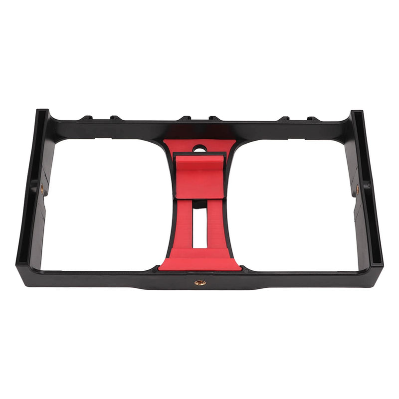 Generic Portable Phone Video Camera Cage Smartphone Video Rig with 3 Cold Shoe Mounts 1/4in Screw Holes for Live Streaming Vlogging Filmmaking (Red) Red