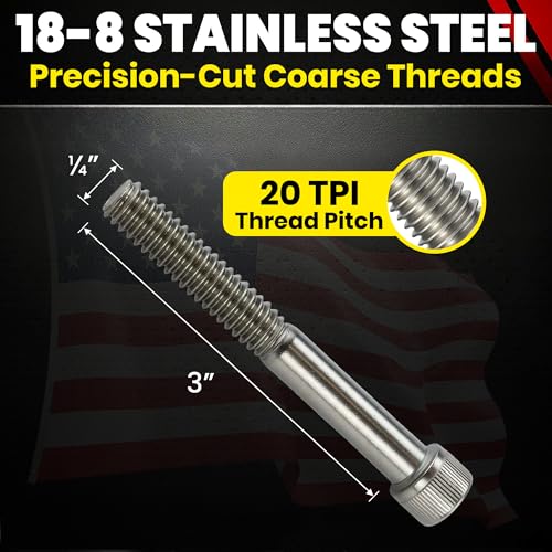 Chenango Supply 1/4-20 x 3 Stainless Socket Head Cap Screws 1/4-20 x 3"