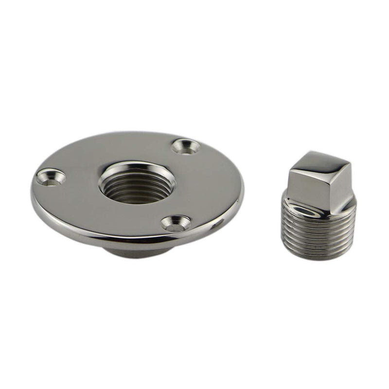 NRC&XRC Pair of Boat Garboard Drain Plug Marine Stainless Steel W/Screws 2pcs