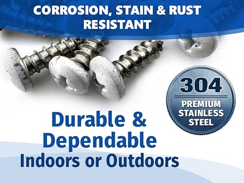 Vinyl Fence Screws #8 x 1/2" White Head Stainless Steel 80 Pack Phillips Drive Self Tapping Type A Point 304 18-8 Grade Rust Resistant Quantum Forge