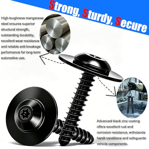 Taiss 30PCS M4.2‑1.41x20mm Fender Liner Splash Shield Bolts M4.2-1.41x20mm-Pan Head