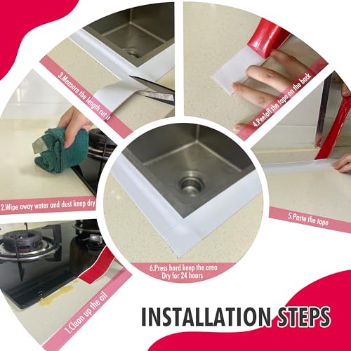 Self-Adhesive Waterproof Caulk Tape for Toilet, Tub, Kitchen, Bath 1 2 Rolls-RIF