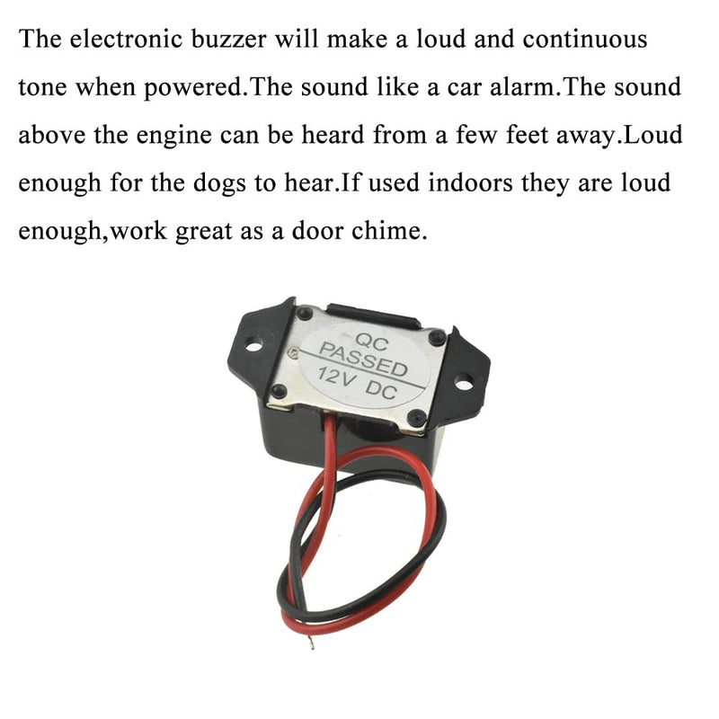 Hahiyo Electronic Buzzer Alarm 12V 400Hz Beep Continuous Sounder Active High Plenty Loud Tone Piezo Siren Security Audible Easy to Install with Wire for Horn Siren Alarm 2PCS 12V400Hz-2Pieces