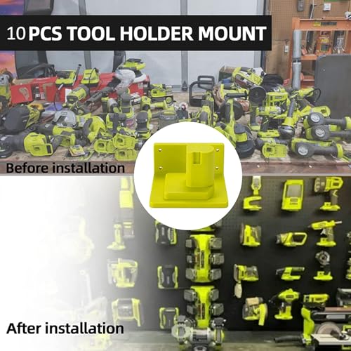 10 Pack Tool Holder Compatible with Ryobi 18V Wall Mount Plastic 10 Pack