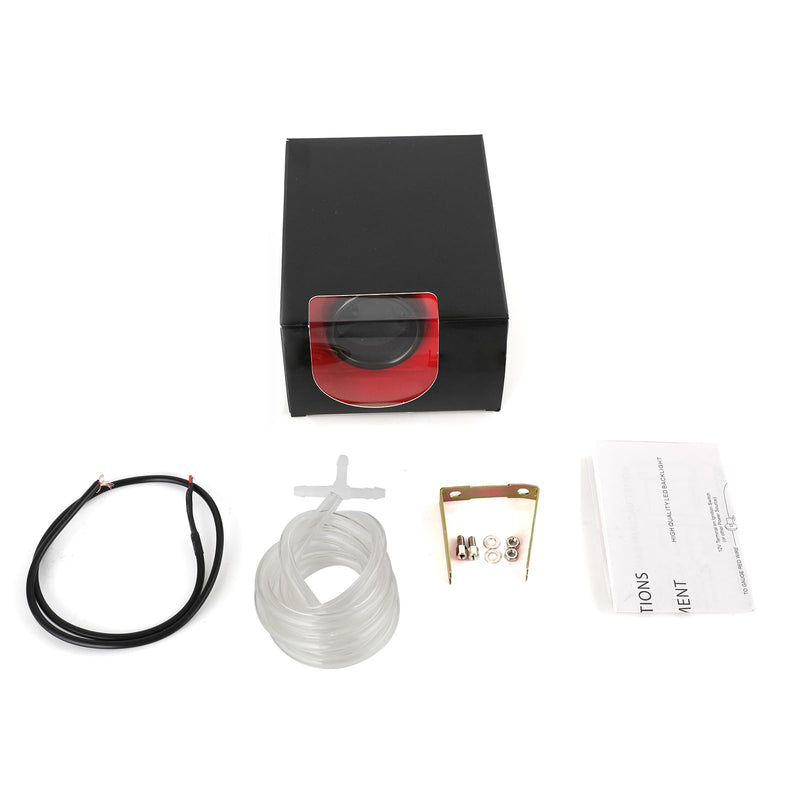 Tinted 7 Color Turbo Boost/Vacuum Gauge 30 PSI Kit 2"(52mm) Includes Mechanical Hose T-Fitting Wiring Multi Color Display White Housing Black Dial Smoked Lens for Car Truck